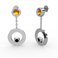 Melina Küpe - Sitrin ve siyah zirkon 925 ayar gümüş küpe #hphpu7