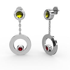 Melina Küpe - Peridot ve garnet 18 ayar beyaz altın küpe #hww1qf