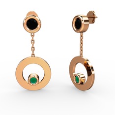 Melina Küpe - Siyah zirkon ve kök zümrüt 925 ayar rose altın kaplama gümüş küpe #impitq