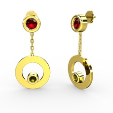 Garnet ve peridot 8 ayar altın küpe