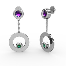 Melina Küpe - Ametist ve yeşil kuvars 8 ayar beyaz altın küpe #jxofo0