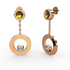 Peridot ve akuamarin 14 ayar rose altın küpe