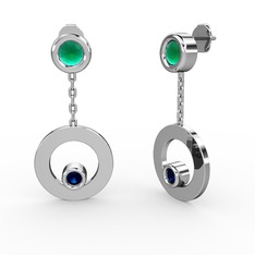 Melina Küpe - Kök zümrüt ve lab safir 18 ayar beyaz altın küpe #oy8cku