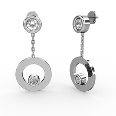 Melina Küpe - Swarovski ve pırlanta 14 ayar beyaz altın küpe (0.072 karat) #r49bn8