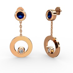 Melina Küpe - Lab safir ve swarovski 14 ayar rose altın küpe #s54k04