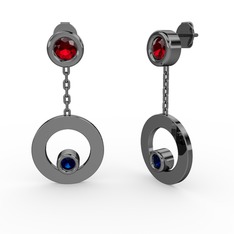 Melina Küpe - Garnet ve lab safir 925 ayar siyah rodyum kaplama gümüş küpe #sd9ybj