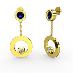 Melina Küpe - Lab safir ve pırlanta 14 ayar altın küpe (0.072 karat) #t4zbzd