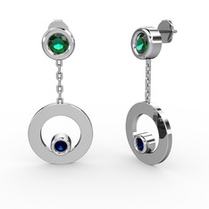 Melina Küpe - Yeşil kuvars ve lab safir 18 ayar beyaz altın küpe #vg9xy4