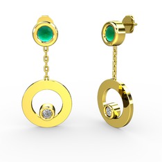 Melina Küpe - Kök zümrüt ve beyaz zirkon 14 ayar altın küpe #wpwspg