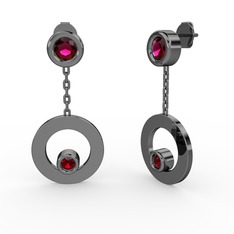 Rodolit garnet ve garnet 925 ayar siyah rodyum kaplama gümüş küpe