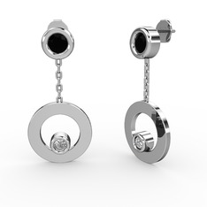 Melina Küpe - Siyah zirkon ve swarovski 14 ayar beyaz altın küpe #zf6qsk