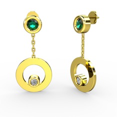 Melina Küpe - Yeşil kuvars ve pırlanta 925 ayar altın kaplama gümüş küpe (0.072 karat) #zn8b7w