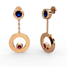 Lab safir ve rodolit garnet 14 ayar rose altın küpe