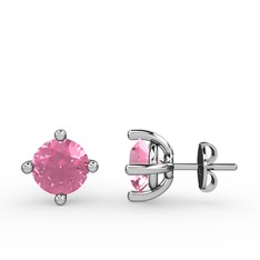 Pembe kuvars 925 ayar gümüş küpe