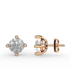 Pırlanta 925 ayar rose altın kaplama gümüş küpe (0.7 karat)