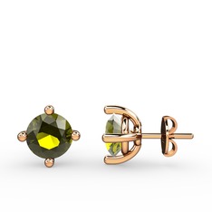 Peridot 925 ayar rose altın kaplama gümüş küpe