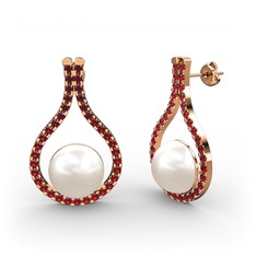 Alisa İnci Küpe - Inci ve garnet 18 ayar rose altın küpe #1barr0v