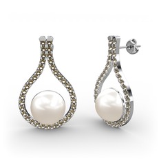 Alisa İnci Küpe - Inci ve dumanlı kuvars 925 ayar gümüş küpe #ldsntv