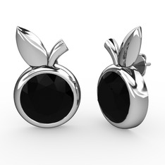 Elma Küpe - Siyah zirkon 925 ayar gümüş küpe #1lvc413