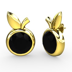 Elma Küpe - Siyah zirkon 8 ayar altın küpe #1nxf8n2