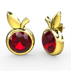Garnet 18 ayar altın küpe