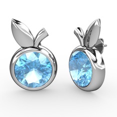 Elma Küpe - Akuamarin 8 ayar beyaz altın küpe #gw7tzf