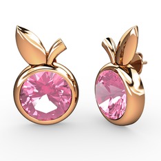 Pembe kuvars 18 ayar rose altın küpe
