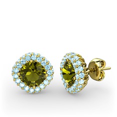 Linne Küpe - Peridot ve akuamarin 925 ayar altın kaplama gümüş küpe #17lah3f