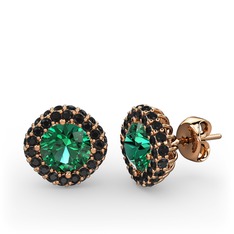 Yeşil kuvars ve siyah zirkon 925 ayar rose altın kaplama gümüş küpe