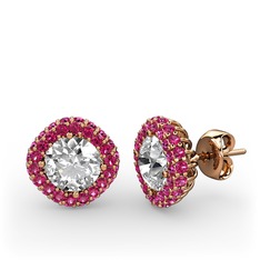 Linne Küpe - Swarovski ve rodolit garnet 925 ayar rose altın kaplama gümüş küpe #1b26zjg