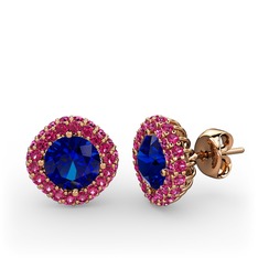Linne Küpe - Lab safir ve rodolit garnet 8 ayar rose altın küpe #1ew0npt
