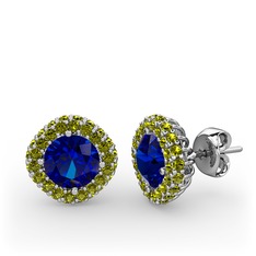Lab safir ve peridot 925 ayar gümüş küpe
