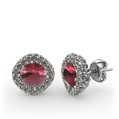 Linne Küpe - Kök yakut ve dumanlı kuvars 8 ayar beyaz altın küpe #1gbxdua