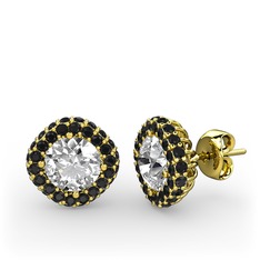 Swarovski ve siyah zirkon 14 ayar altın küpe