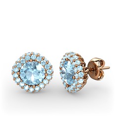 Akuamarin 925 ayar rose altın kaplama gümüş küpe