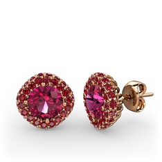 Rodolit garnet ve garnet 14 ayar rose altın küpe