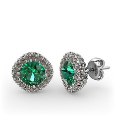 Linne Küpe - Yeşil kuvars ve dumanlı kuvars 14 ayar beyaz altın küpe #1q7zam