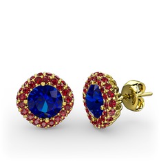 Linne Küpe - Lab safir ve garnet 14 ayar altın küpe #1qv9wmt