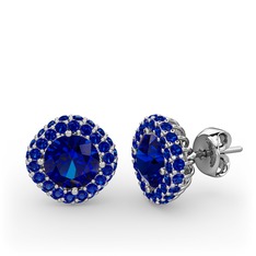 Linne Küpe - Lab safir 8 ayar beyaz altın küpe #1rb0fwf