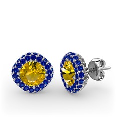 Sitrin ve lab safir 925 ayar gümüş küpe