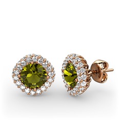Linne Küpe - Peridot ve swarovski 18 ayar rose altın küpe #1tpwcn0