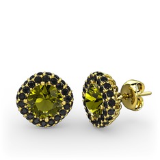 Peridot ve siyah zirkon 8 ayar altın küpe