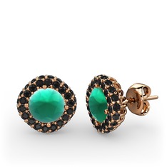 Linne Küpe - Kök zümrüt ve siyah zirkon 925 ayar rose altın kaplama gümüş küpe #1whq5n3