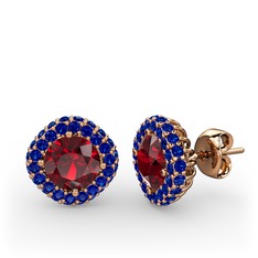 Linne Küpe - Garnet ve lab safir 18 ayar rose altın küpe #1wlgv08