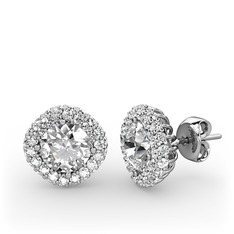 Linne Küpe - Swarovski ve pırlanta 925 ayar gümüş küpe (1.52 karat) #1wyi27c