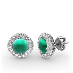 Linne Küpe - Kök zümrüt ve swarovski 925 ayar gümüş küpe #1yn0xna