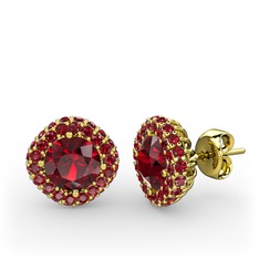 Garnet 18 ayar altın küpe