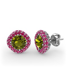Peridot ve rodolit garnet 925 ayar gümüş küpe