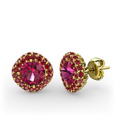 Linne Küpe - Rodolit garnet ve garnet 925 ayar altın kaplama gümüş küpe #ajtkup