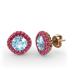 Linne Küpe - Akuamarin ve rodolit garnet 925 ayar rose altın kaplama gümüş küpe #biy54f